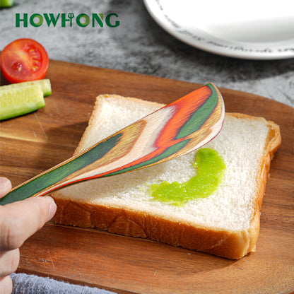 HOWHONG Wooden Spurtle Set 4 Pcs Pakkawood Kitchen Utensils, Wooden Spoons for Cooking, Apartment Essentials Wood Serving Kitchen Tools, Camping Cookware by HOWHONG (Verdant Color)